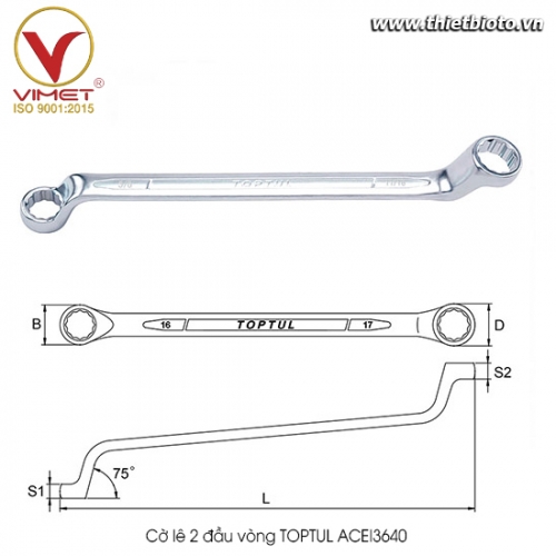 Cờ lê 2 đầu vòng TOPTUL ACEI3640