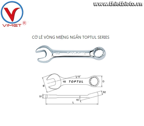 Cờ lê vòng miệng ngắn 1/2 TOPTUL ACAF1616