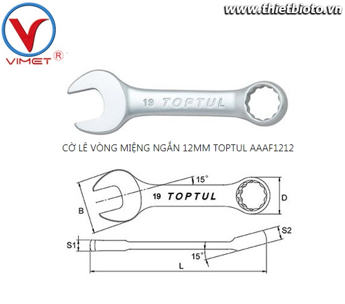 Cờ lê vòng miệng ngắn 19mm TOPTUL AAAF1919