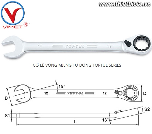 Cờ lê vòng miệng tự động 16mm TOPTUL ABAF1616